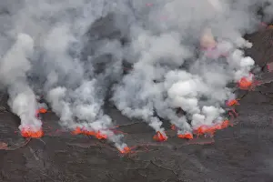 Eruption Prints: Lava lake Nyiragongo with lava meltings and fountains - Congo, Democratic Republic