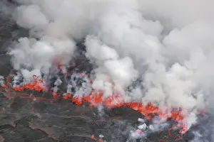 Eruption Prints: Lava lake Nyiragongo with lava meltings and fountains - Congo, Democratic Republic