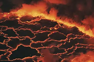 Eruption Prints: Lava lake Nyiragongo with lava meltings and fountains - Congo, Democratic Republic