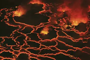 Eruption Prints: Lava lake Nyiragongo with lava meltings and fountains - Congo, Democratic Republic