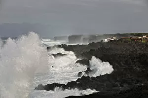 Lava rocks on a stormy day at Lagido, a UNESCO World Heritage Site. Pico, Azores islands