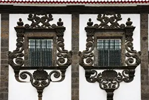 Sao Miguel Prints: Lava windows (18th century) at the Carlos Machado museum in Ponta Delgada. Sao Miguel