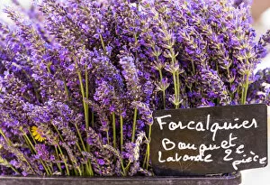 Lavender bunches on sale at a French market, Provence, France