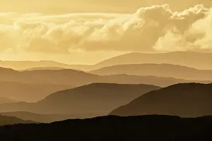 Isle Of Lewis Prints: Layers of hills at sunrise from Uig