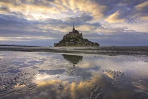 Le Mont Saint Michel at sunset, Normandy, France