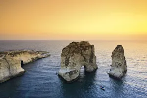 Lebanon, Beirut, the Corniche, Pigeon Rocks