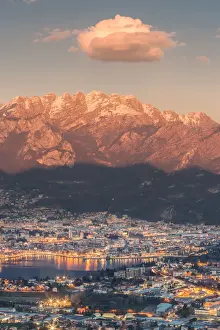 Resegone Prints: Lecco province at sunset with Resegone mount in the background viewed from San Tomaso