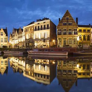 Leie Canal at dusk, Ghent, Flanders, Belgium
