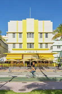 Cycling Prints: Leslie building, Art Deco facade on Ocean Drive, South Beach, Miami, Florida, USA