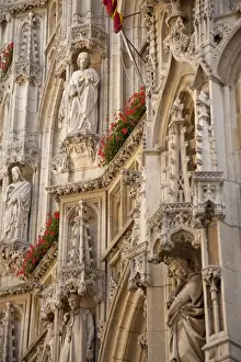 Leuven, Belgium. Detail from front of Leuvens mid-15th century town hall