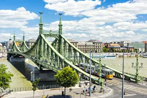 Liberty Bridge, the shortest bridge in Budapest, Hungary