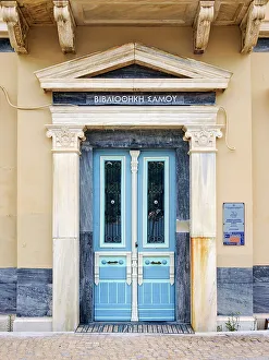 Library Prints: Library entrance door, Samos Town, Samos Island, North Aegean, Greece