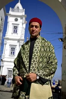 Medina Gallery: Libya, Tripolitania, Tripoli; A man in Libyan costume, during the Mawlid festivities celebrating