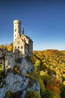 Schloss Prints: Lichtenstein Castle in Autumn, Baden-Wurttemberg, Germany
