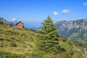 Images Dated 3rd November 2020: Lidernen hut at Chaiserstock mountain range, Riemenstalden, Glarner Alps, canton Schwyz, Switzerland