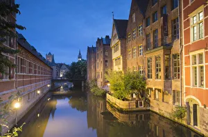 Lieve Canal at dusk, Ghent, Flanders, Belgium