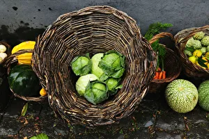 Still Life Prints: Still life with vegetables at Quinta do Martelo. Sao Mateus, Terceira, Azores islands