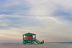 Images Dated 8th December 2010: Lifeguard Hut, early morning, South Beach, Miami, Florida, USA