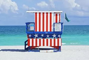 No People Collection: Lifeguard station, South Beach, Miami, Florida, USA