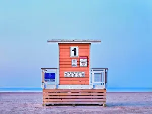 Lifeguard Tower Prints: Lifeguard Tower at Victoria Beach, Cobourg, Ontario, Canada