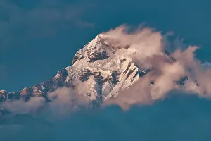 Himalayan Prints: Last Light on Annapurna South (7, 219m), Nepal, Asia