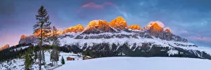 Panoramicsgallery Prints: Last Light on Cantinaccio (Rosengarten) in Winter, Trentino, Dolomites, Italy