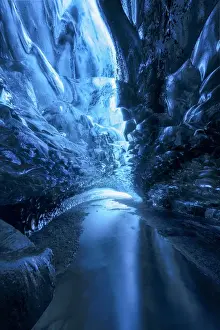 Vatnajokull Prints: Light games inside an ice cave in Vatnajokull National Park, Iceland