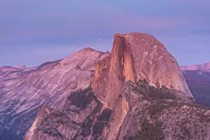Last light glowing on the face of Half Dome from Glacier Polint, Yosemite Valley