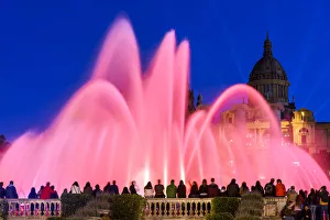 Fountain Prints: Light show at Magic Fountain or Font Magica, Barcelona, Catalonia, Spain