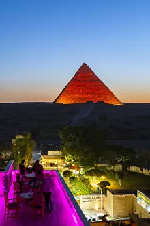 Images Dated 14th May 2020: Light show over the Pyramids of Giza, Giza, Cairo, Egypt