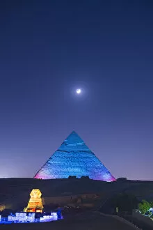 Images Dated 14th May 2020: light show over the Pyramids of Giza, Giza, Cairo, Egypt