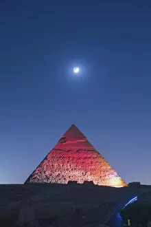 Images Dated 14th May 2020: light show over the Pyramids of Giza, Giza, Cairo, Egypt