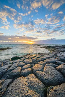 Tropical Climate Prints: Light of sunrise reflected in the Indian Ocean, Trou d Eau Douce, Flacq district