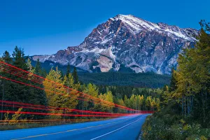 Light Trails & Mt. Hardisty, Jasper National Park, Alberta, Canada Light Trails & Mt. Hardisty, Jasper National Park, Alberta, Canada