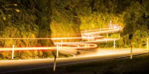Images Dated 25th April 2016: Light Trails on Winding Road, New Zealand