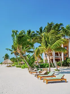 Deckchair Prints: Lighthouse Beach Villas at the waterfront of San Pedro Town