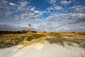 Lighthouse in the dunes, Amrum Island, Northern Frisia, Schleswig-Holstein, Germany