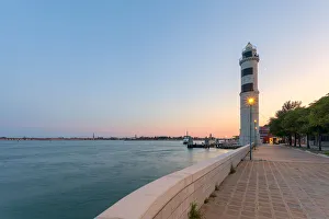 Shores Prints: The lighthouse of Murano (the only one in Venice Lagoon) at dusk, Murano Island, Venice