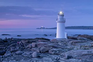 Summer Colours Prints: Lighthouse of Muxia at dusk during a summer day, municipality of Muxia, Galicia, Spain