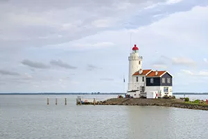 Lighthouse (Paard van Marken) on island of Marken, North Holland, Netherlands