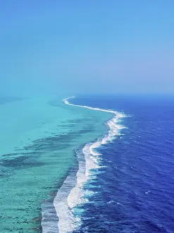 Atoll Prints: Lighthouse Reef, aerial view, Belize District, Belize