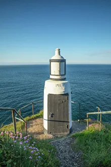 Images Dated 1st September 2021: Lighthouse at Small House Point, Polperro Harbour, Cornwall, England, UK