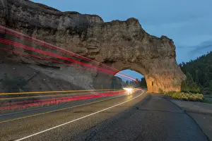 Tunnel Prints: Lights of cars passing through Red Canyon Tunnel on scenic byway 12. Garfield County