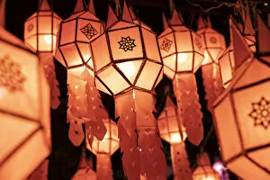 Images Dated 5th August 2020: Lights at Loi Krathong festival, Chiang Mai, Northern Thailand, Thailand