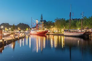 Ships Prints: Lightship Amrumbank in the Ratsdelft at blue hour