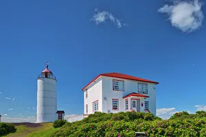 Ligthouse on the shore of the St. Lawrence River. Bas St. Laurent Region. Ile Verte lighthouse is the oldest on the St. Lawrence L'Isle-Verte, Quebec, Canada