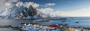 Hamnoy Prints: Lilandstinden Towering over Hamnoy in Winter, Lofoten Islands, Norway