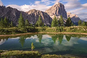 Limedes lake, Passo Falzarego, Belluno province, Veneto, Italy, Europe