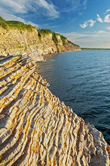 Limestone cliffs along the Atlantic Ocean, Forillon National Park, Quebec, Canada