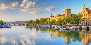 Dock Prints: Limmat River at sunrise, Zurich, Switzerland